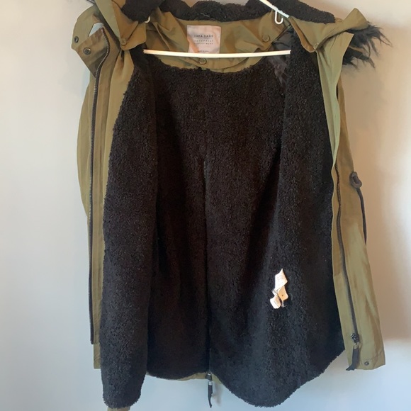 Zara Basic Green Hooded Winter Jacket Women’s Size Small - Picture 8 of 12